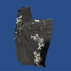Levi's Premium High Rise Super Skinny Jeans with White Floral Embroidery